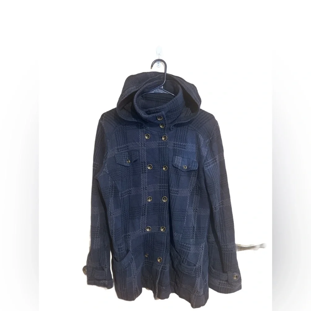 Hurley Navy Plaid Hooded Utility Jacket - Picture 3 of 6